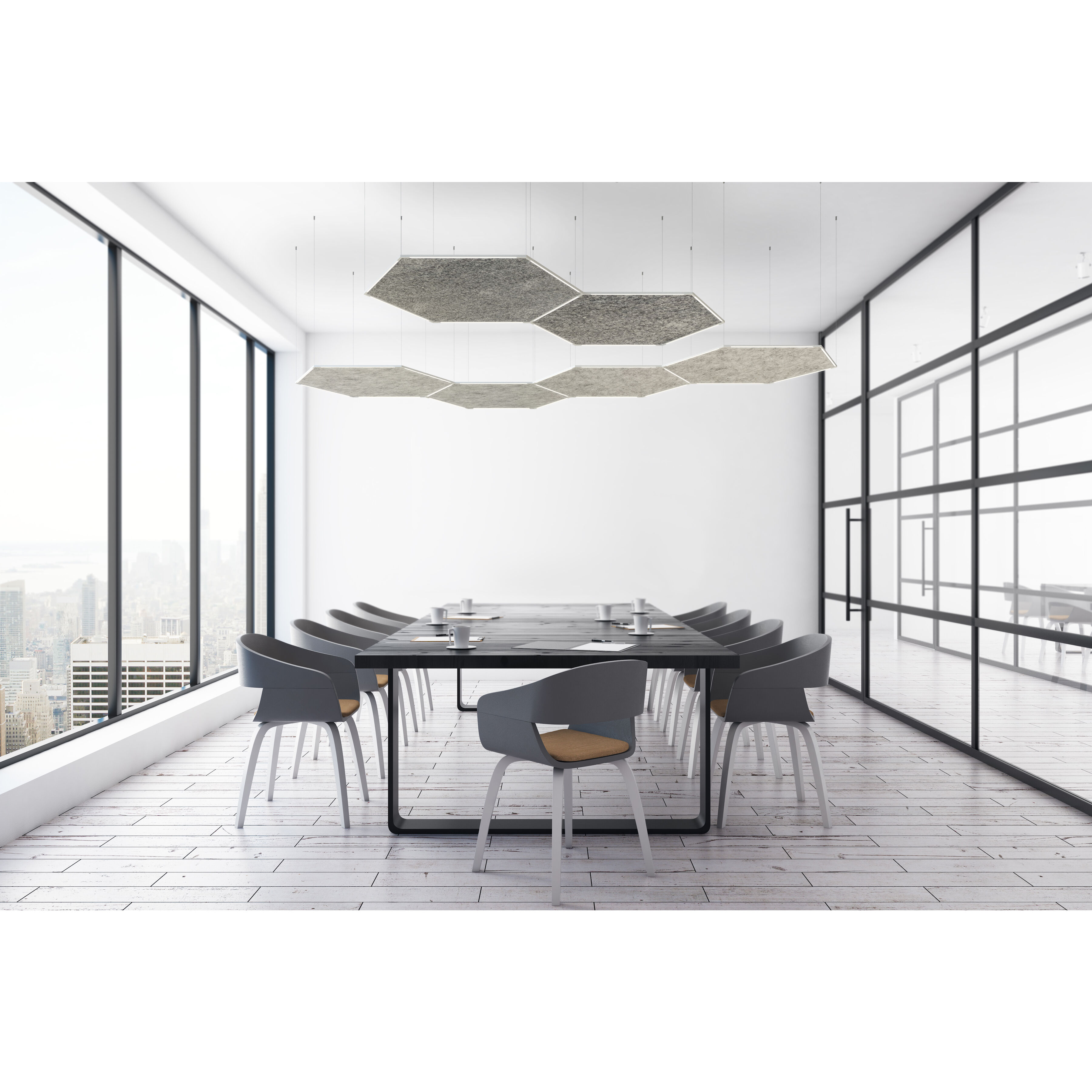 Z-Bar LED 31.5 inch Silver Pendant Ceiling Light, Honeycomb